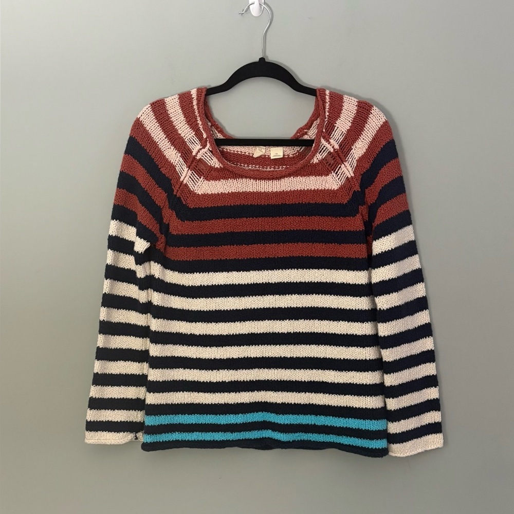 Anthropologie MOTH 100% Cotton Striped Scoop-Neck Sweater – XS